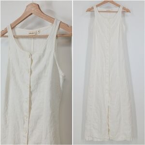 Jackpot Linen Button Front Midi Dress